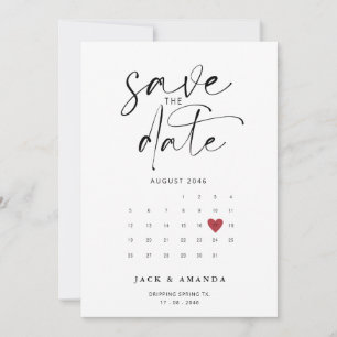 Save The Date Minimaliste Simple Calender Wedding enregistrer la