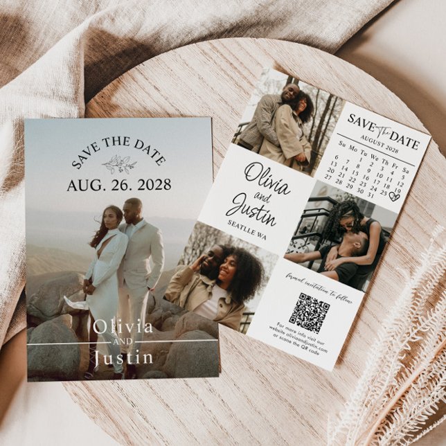 Save the Date Minimalistisch mit QR-Kabeljau Einladung (Von Creator hochgeladen)