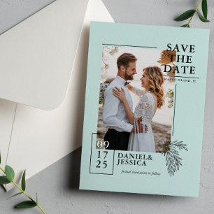Save The Date Mint Green Modern Photo Wedding Enregistrer La Dat