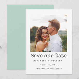 Save The Date Mint Simple CARRÉ Photo mariage enregistrer la dat