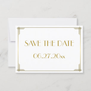 Save The Date Minuscule Gatsby Gold Art Déco Enregistrer La Cart