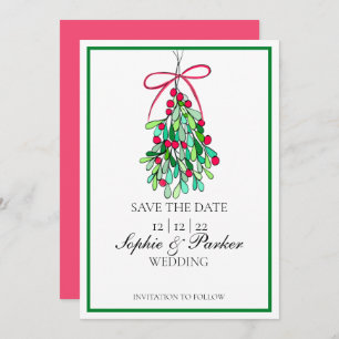 Save The Date Mistletoe Fun Moderne Enregistrer La Date