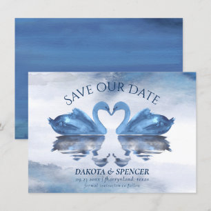 Save The Date Misty Reflections Classic Blue Swan Lake Mariage