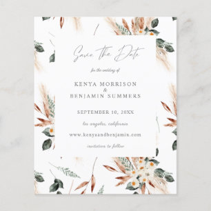 Save the Date mit Boho Copper und Beige Floral Flyer