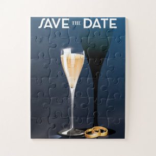 Save the Date mit goldfarbenen Ringen