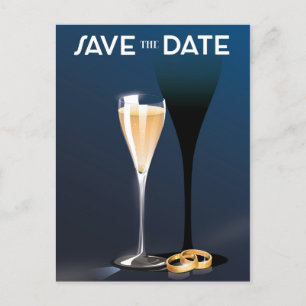 Save the Date mit goldfarbenen Ringen Postkarte