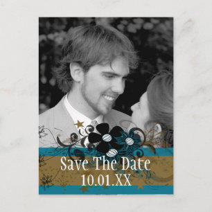Save the Date mit IHREM Foto Kupfer und Blau Ankündigungspostkarte