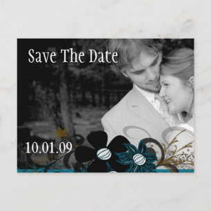Save the Date mit IHREM Foto SeaBlue und Brown Ankündigungspostkarte