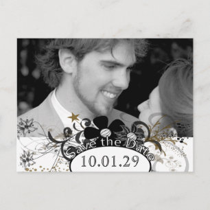 Save the Date mit IHREM Foto Weiß und Schwarz Ankündigungspostkarte
