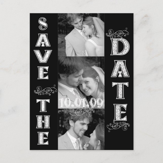 Save the Date mit Ihren Fotos Ankündigungspostkarte (Vorderseite)