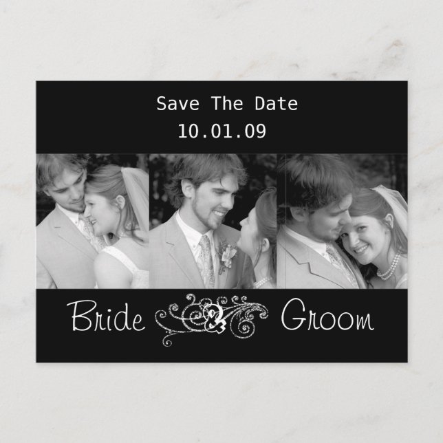 Save the Date mit Ihren Fotos Ankündigungspostkarte (Vorderseite)