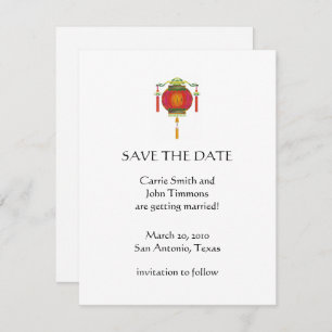 Save the Date mit Red Asian Lantern