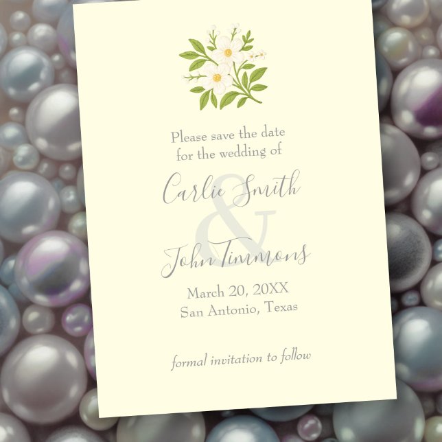 Save the Date mit weißen Blume (Von Creator hochgeladen)