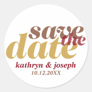 Save the Date mocha braune Hochzeit Verlobung Sieg Runder Aufkleber