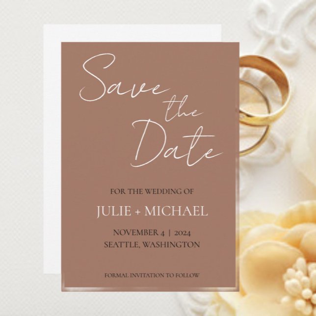 Save The Date Mocha Simple Style Mariage (In Situ Wedding)