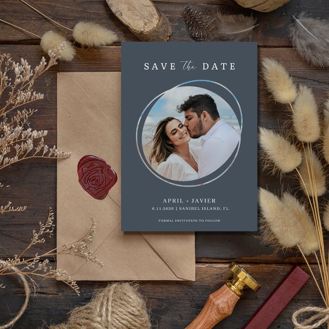 Save The Date Modern Beach Photo Wedding Sauvez la date (Créateur téléchargé)