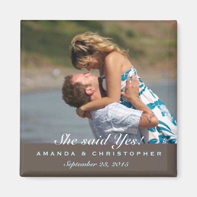 Save the Date Modern Brown & Blue Magnet (Vorne)