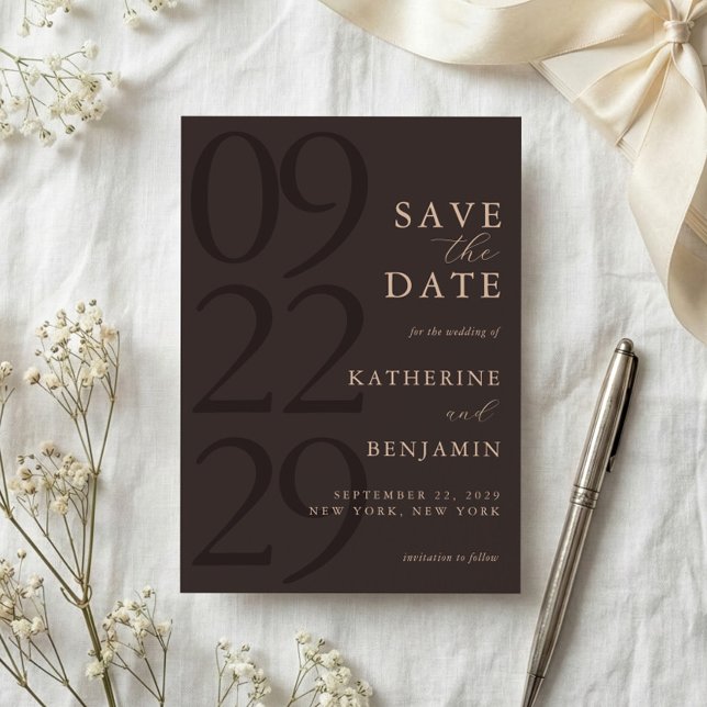 Save The Date Modern Brown Minimalist Wedding (Créateur téléchargé)
