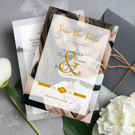 Save The Date Modern Elegance Golden Typography Script 2 Photos