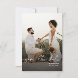 Save The Date Modern Elegant Simple Vertical Photo Wedding