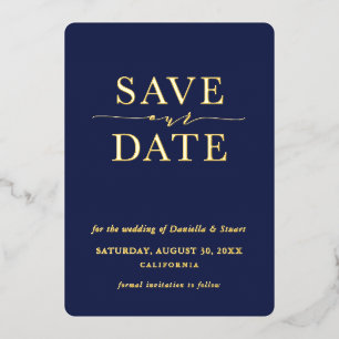 SAVE THE DATE modern, elegant und minimalblau Folieneinladung