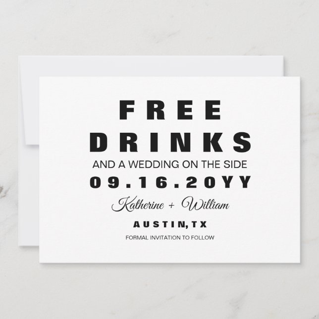 Save The Date Modern Funny Photo Boissons gratuites Enregistrer  (Devant)