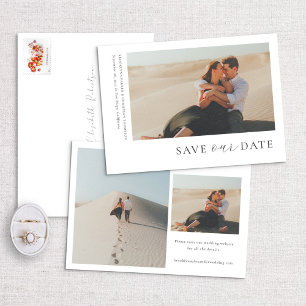 Save The Date Modern Minimal Horizontal Photo Side Text