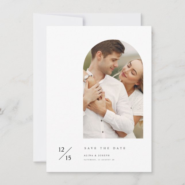 Save The Date Modern Minimalist Elegant Wedding Photo Budget (Devant)