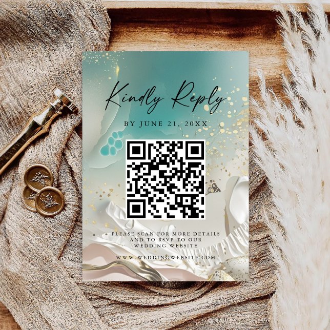 Save The Date Modern Ocean Tide Wedding QR Code RSVP Card (Créateur téléchargé)