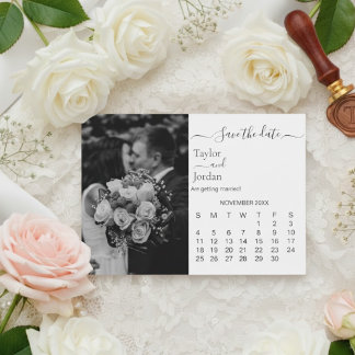 Save The Date Modern Photo Calendar | Minimalist Black and White
