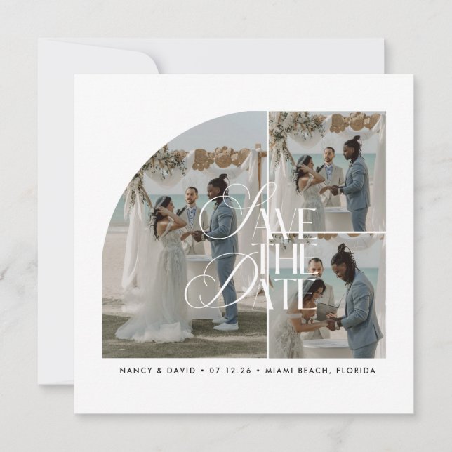 Save The Date Modern Photo Collage Beach Destination Wedding  (Devant)