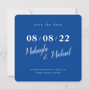SAVE THE DATE modern, schlicht, königsblau Einladung