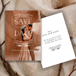 Save The Date Modern Script Full Photo Wedding