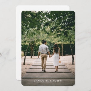 Save The Date Modern Script Photo Wedding Enregistrer la date Mo