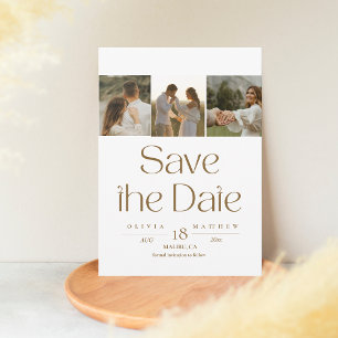 Save The Date Modern Simple 4 Photo Wedding Enregistrer les Date
