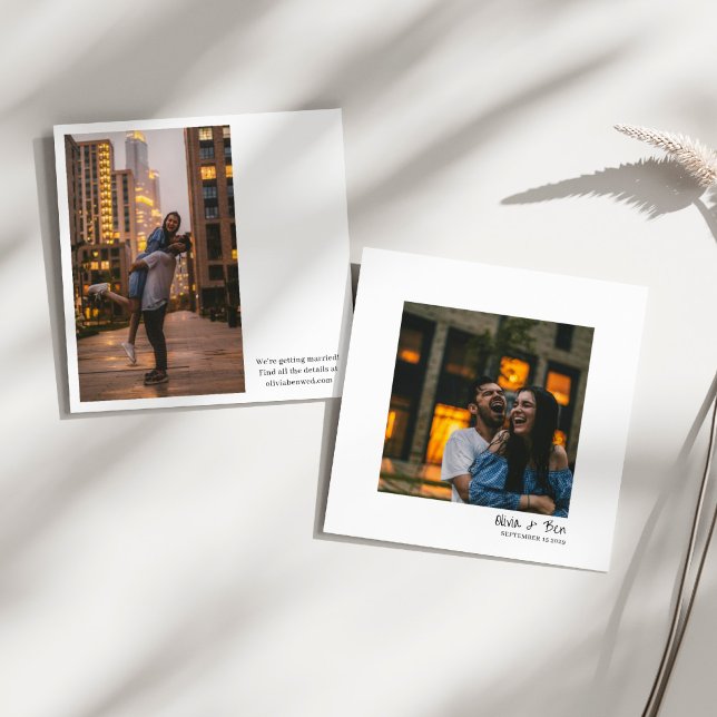 Save The Date Modern Square Minimal Candid Handwritten Wedding (Créateur téléchargé)