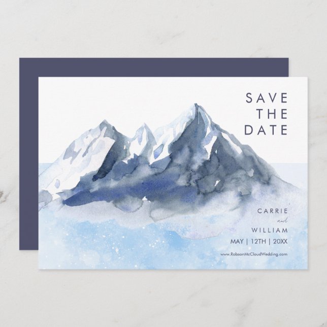 Save The Date Modern Winter Mountain Pattern Wedding (Devant / Derrière)