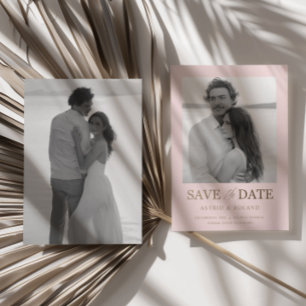 Save The Date Moderne 2 Photo Blush rose & or Enregistrer la dat