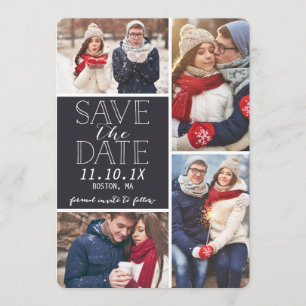 Save The Date Moderne 4-photos en collage pour annoncer une date