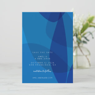 Save The Date Moderne Abstrait Bleu Tendance Unique