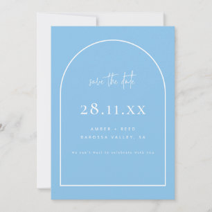 Save The Date Moderne Arch Rétro Minimaliste Bleu Ciel
