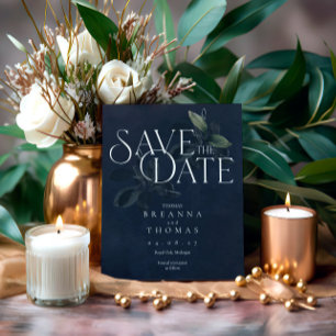 Save The Date Moderne Black Moody Botanical Enregistrer la date