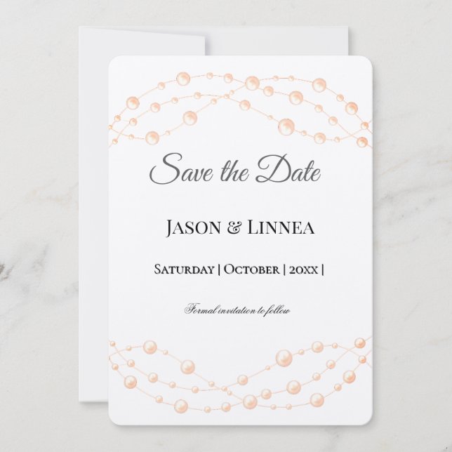 Save The Date Moderne Blush ivoire Romantique Pearl Neutre Maria (Devant)