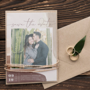 Save The Date Moderne Boho Terracotta Épicée   Photo Carrée