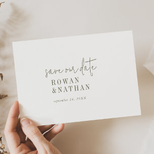 Save The Date Moderne Chic Vert et Blanc Mariage