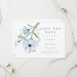 Save The Date Moderne Elegant Chic Dusty Mariage bleu