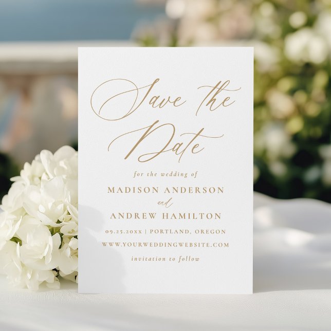 Save The Date Moderne Elegant Mariage de calligraphie or (Créateur téléchargé)