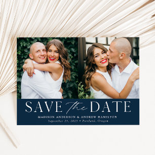 Save The Date Moderne Elegant Navy 2 Photo