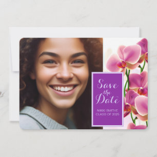 Save The Date Moderne élégant Orchidées Graduation Enregistrer l