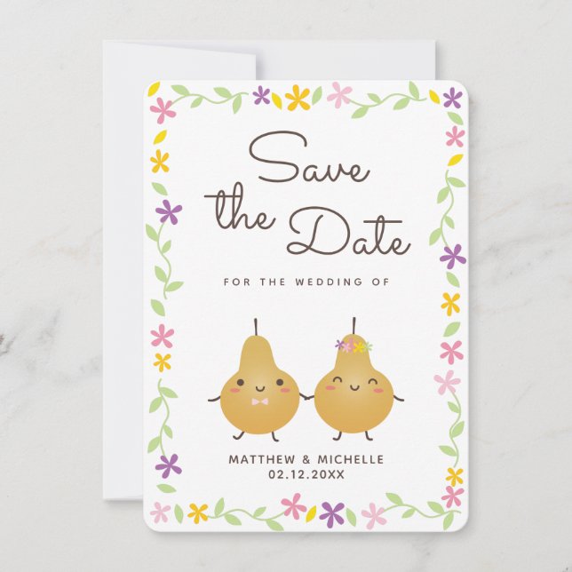 Save The Date Moderne Élégant Parfait Mariage Paire Enregistrer  (Devant)